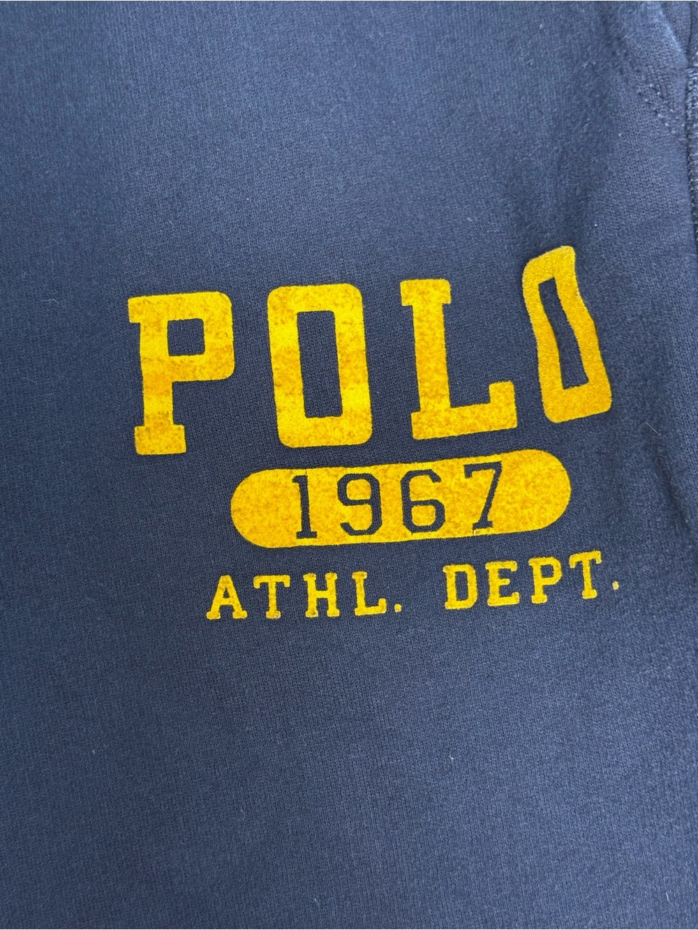 Ralph Lauren Navy Athletic Shorts with Yellow POLO Graphic - Picture 4 of 6